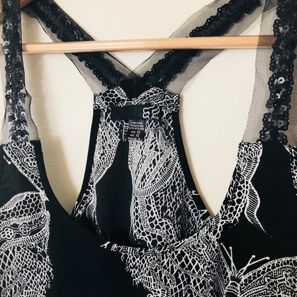 Fox Butterfly Sheer sequin black tank Xs - Picture 3 of 4